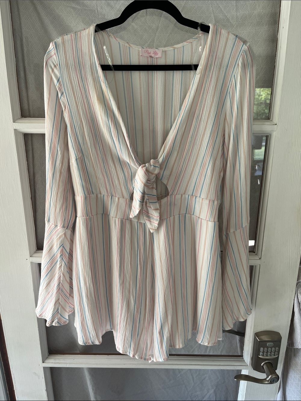 Pink Lily Long Sleeve Striped Romper